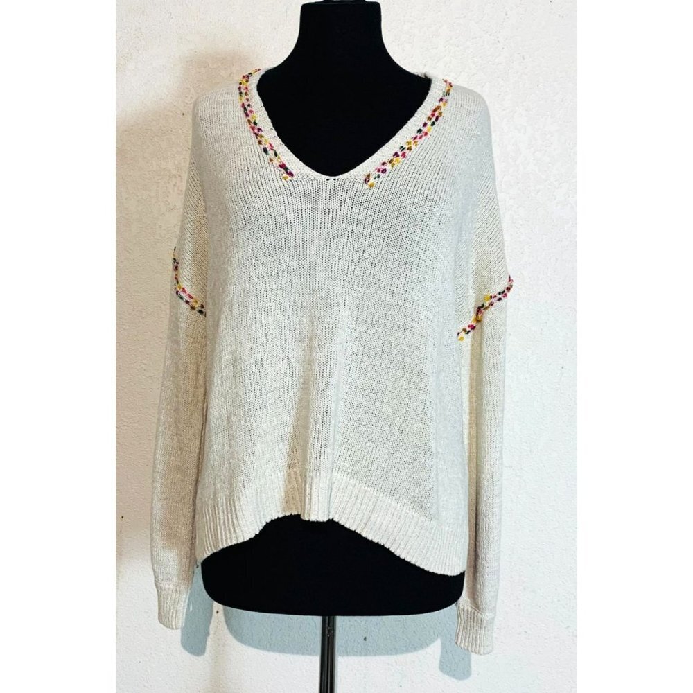 Cupcakes and Cashmere Oatmeal Knit V Neck Long Sleeve S